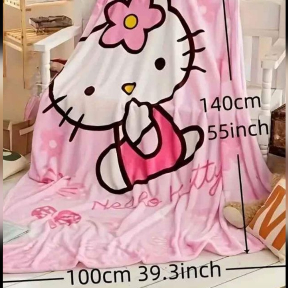 Hello Kitty blanket pink and white